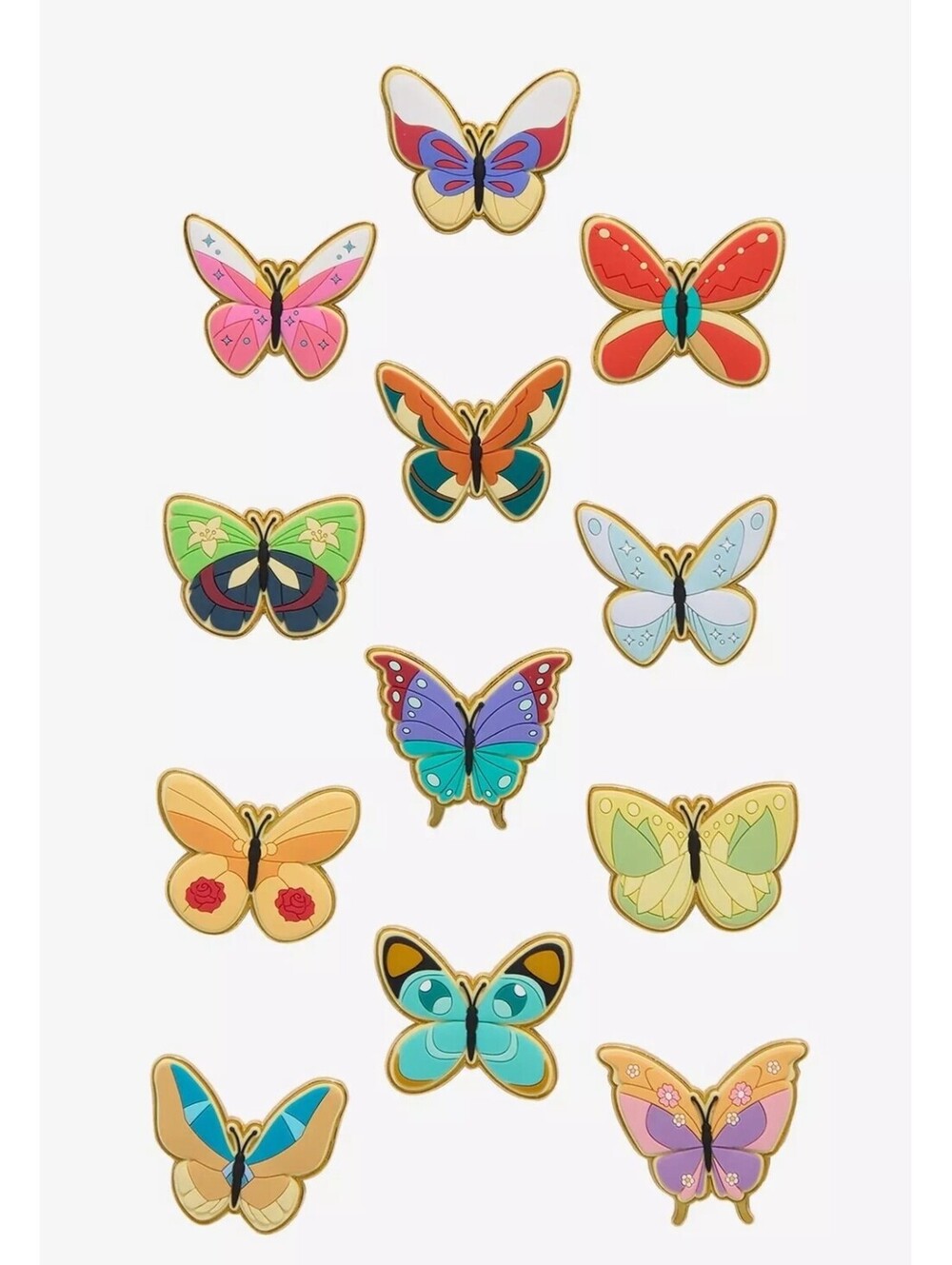 Disney Princess Butterfly Inspired Enamel Metal Pins Blind Box Combo Set 12